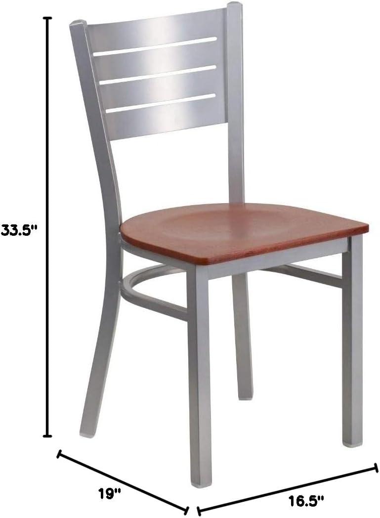 Flash Furniture Silver Slat Back Metal Restaurant Chair