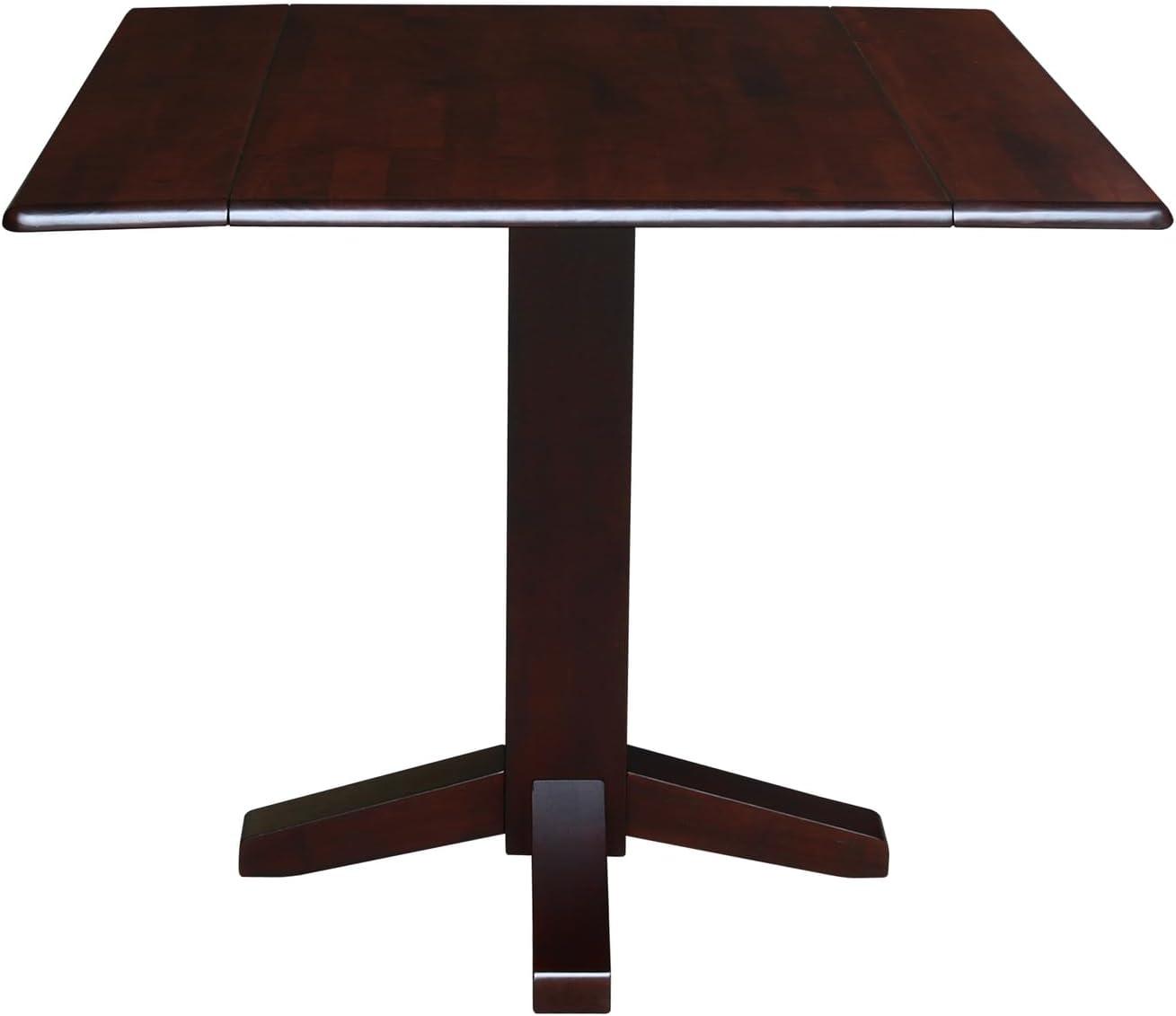36" Sanders Square Dual Dining Table Rich Mocha - International Concepts: Solid Wood, 4-Seater Kitchen Table
