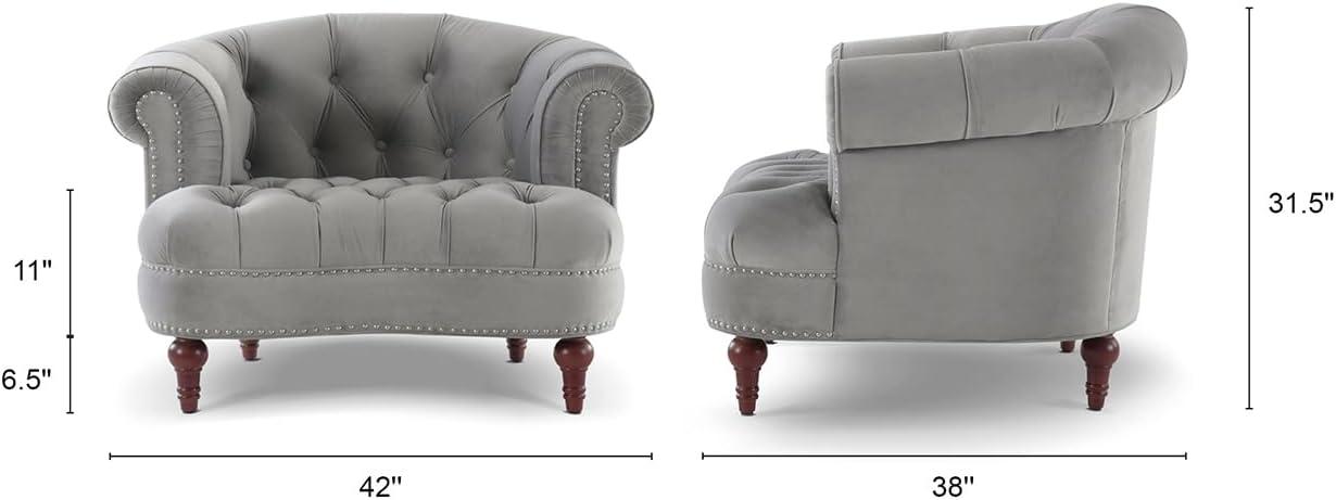 La Rosa Victorian Tufted Accent Chair Opal Grey