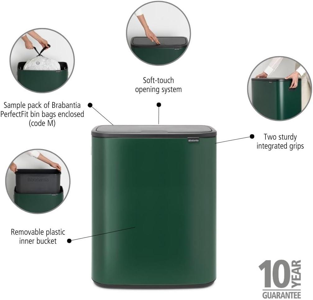 Brabantia Bo Touch Top Trash Can, 16 Gallon