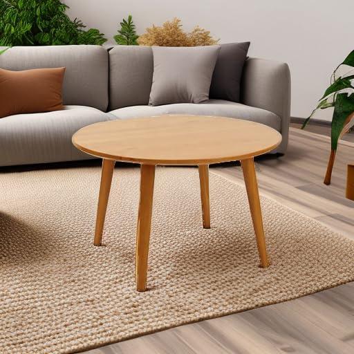 Mesa Natural Cherry Round Coffee Table with Maple Top and Storage