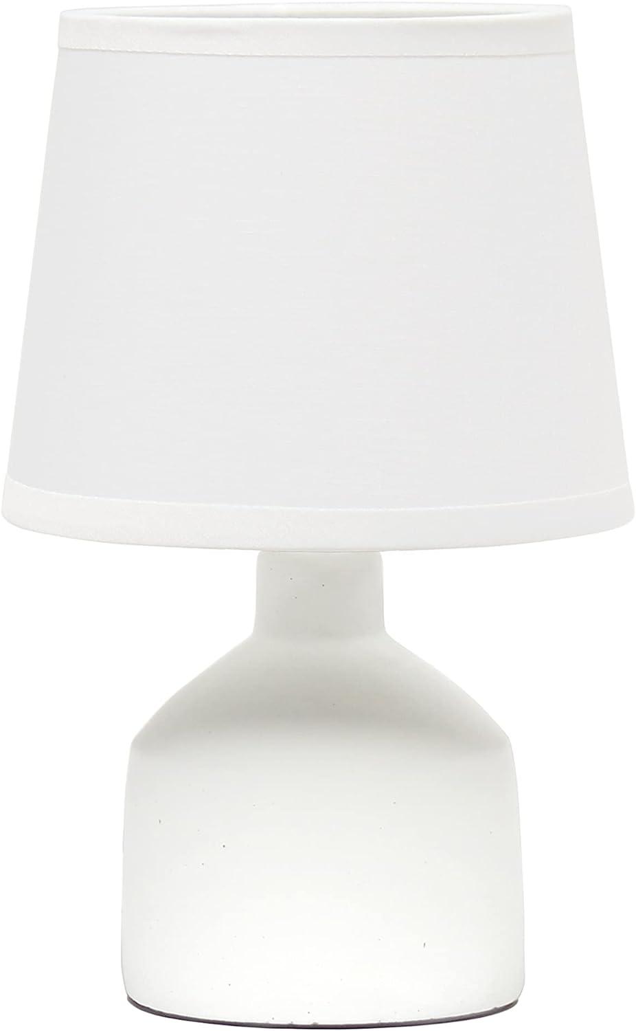 Off-White Ceramic Mini Table Lamp with Fabric Shade