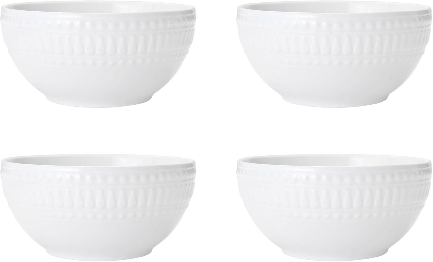 Cassandra White Porcelain 16-Piece Dinnerware Set, Service for 4