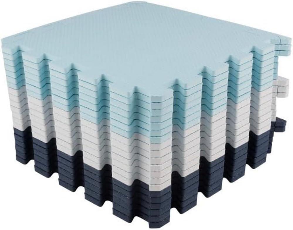 Blue and White EVA Foam Interlocking Floor Tiles, 20-Pack