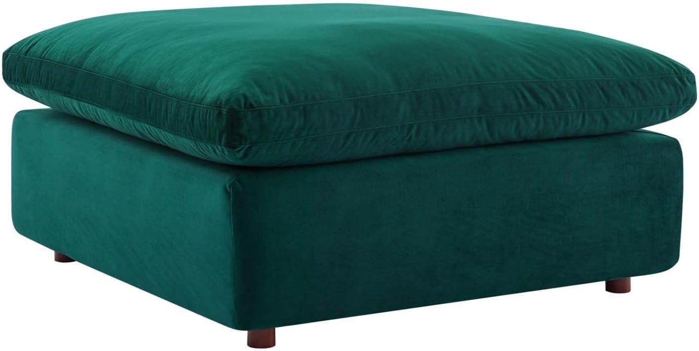 Plush Green Performance Velvet Overstuffed Ottoman 40"x19"