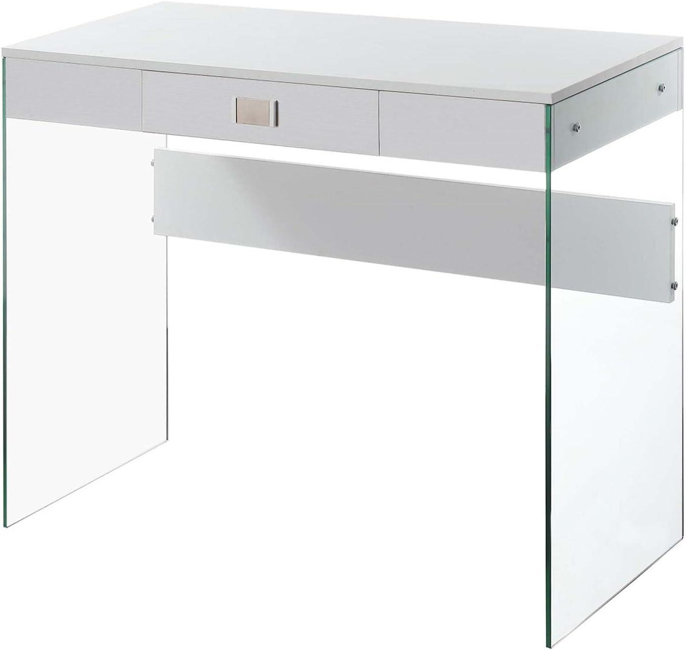 Convenience Concepts SoHo 30 inches Tall 1 Drawer Glass 36-inch Desk, White, All Ages