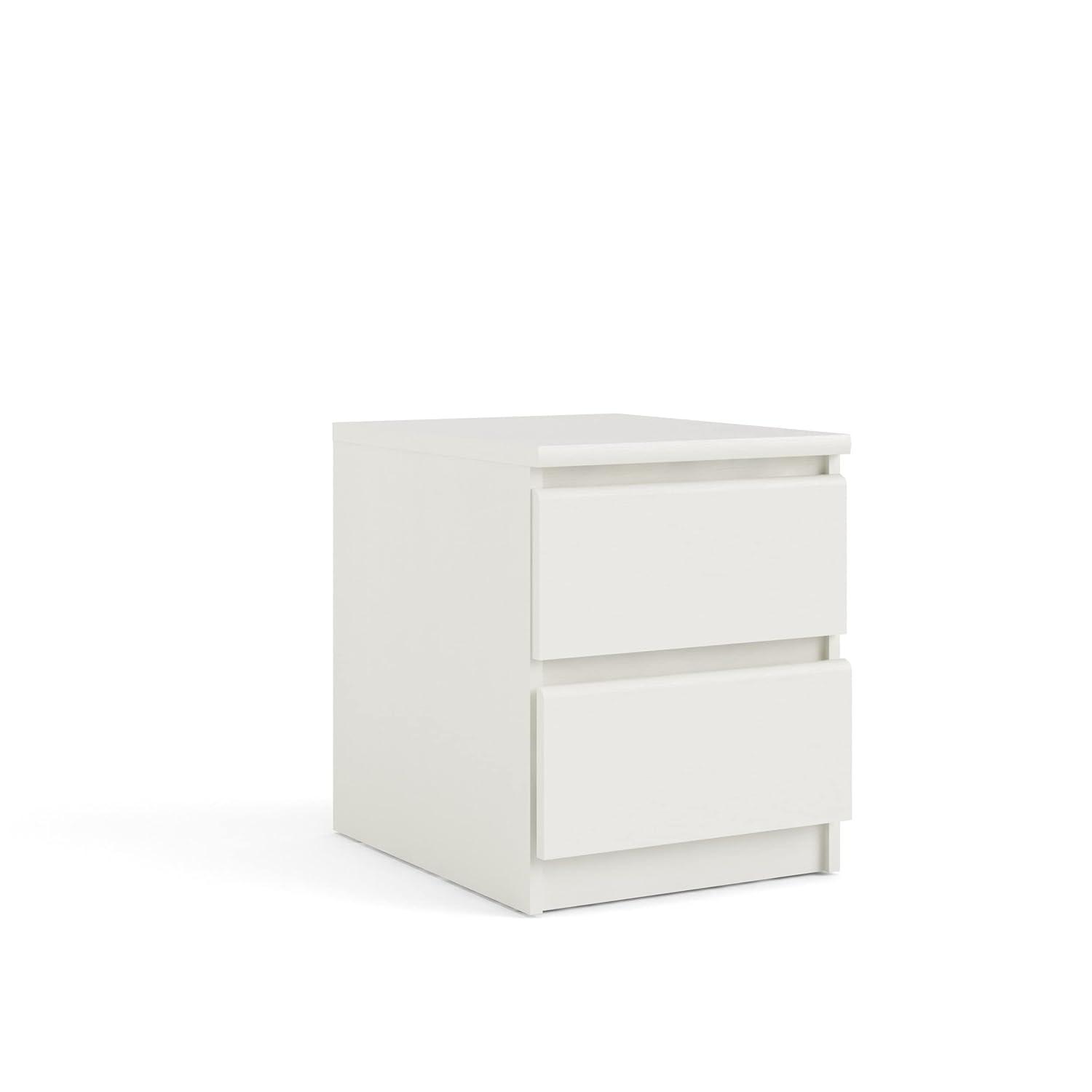 White Woodgrain 2-Drawer Nightstand with Metal Slides