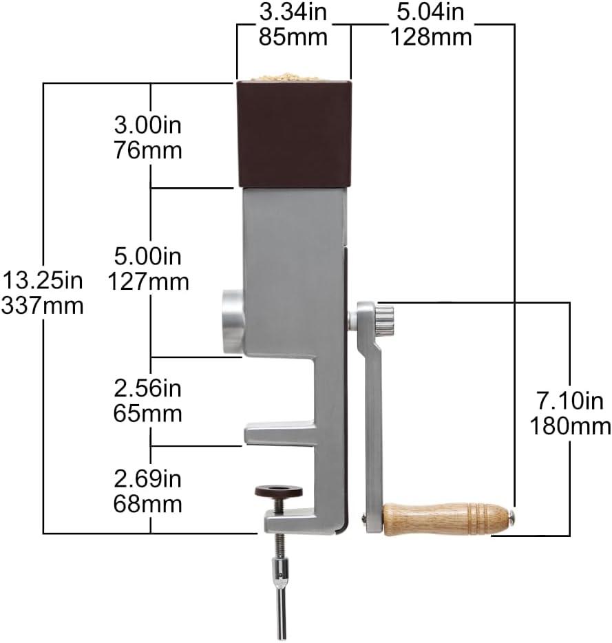 Stainless Steel Hand Crank Grain Mill with Wood Handle