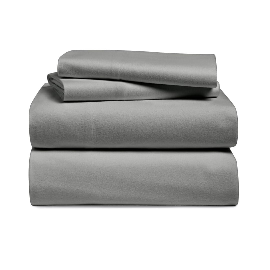 Cosy House Collection Flannel Bed Sheet Set - Dark Grey, Queen