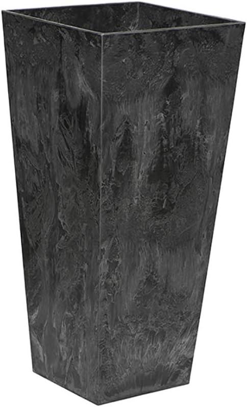 Novelty Ella Artstone Tall Square Plastic Resin Planter with Water Minder System, Black 27.5"