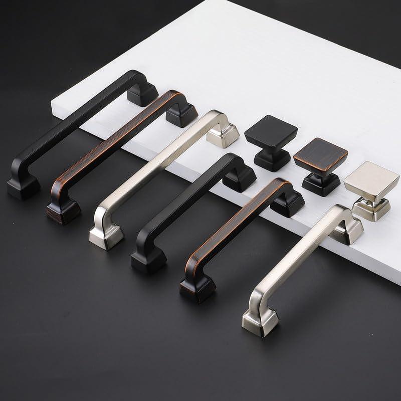 Single Hole Drawer Knobs - 10 Pack Black Cabinet Knobs - Square Dresser Knobs Dresser Handles Closet Door Knobs - Kitchen Cabinet Knobs - Cabinet Hardware