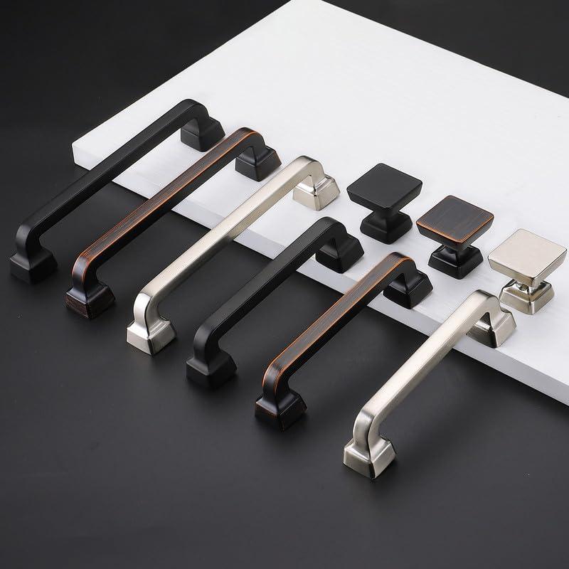 Single Hole Drawer Knobs - 10 Pack Black Cabinet Knobs - Square Dresser Knobs Dresser Handles Closet Door Knobs - Kitchen Cabinet Knobs - Cabinet Hardware