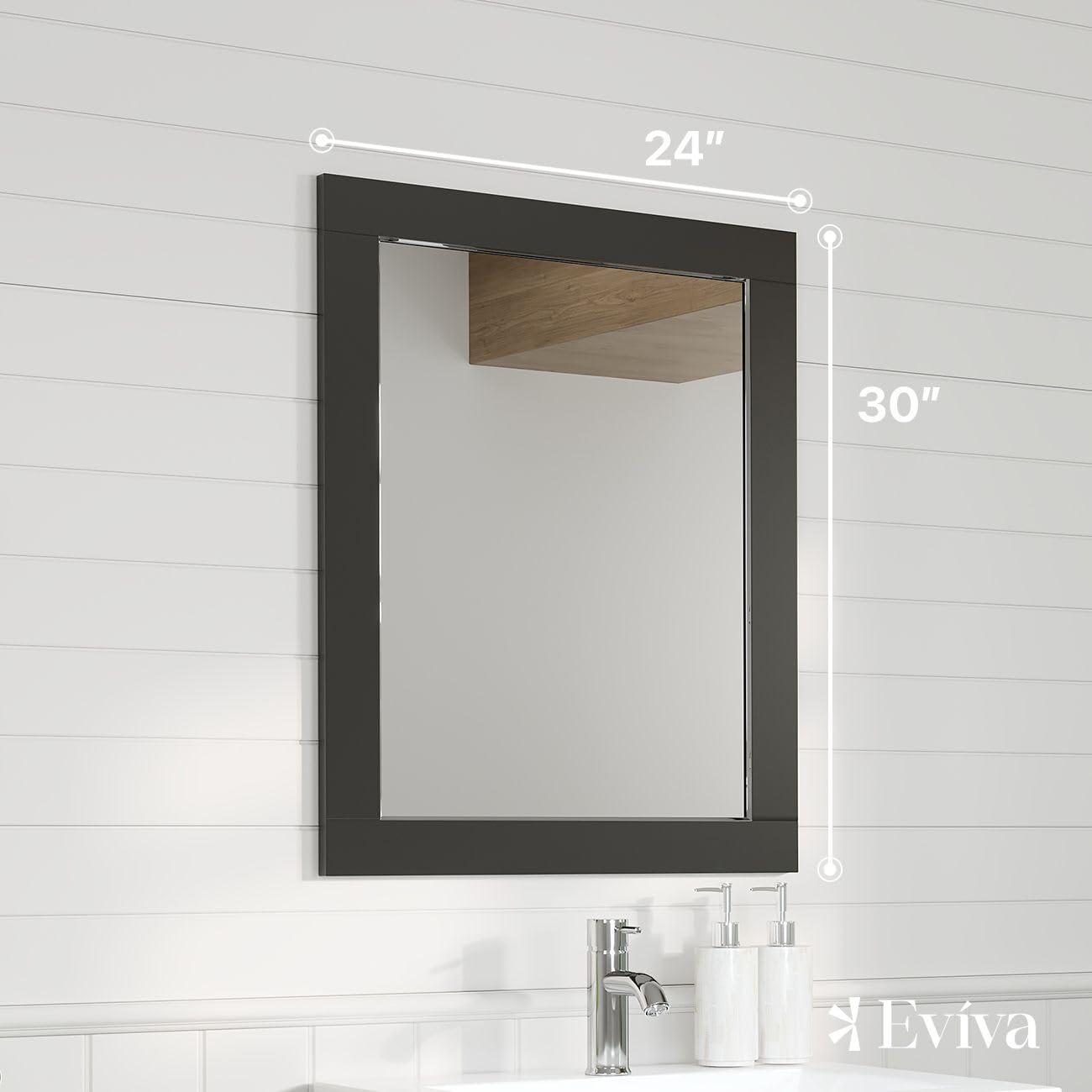 Eviva Aberdeen 24" Espresso Framed Bathroom Wall Mirror
