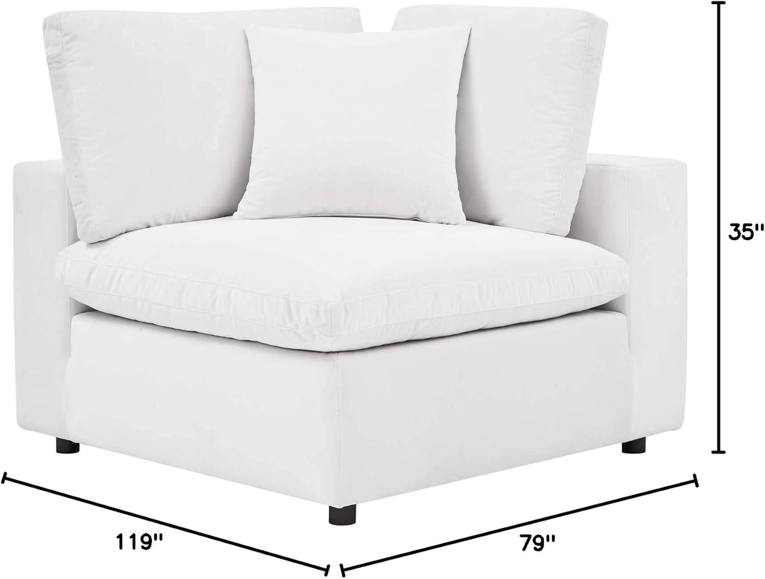 Modway Commix 4-Piece Performance Velvet Sectional Sofa in White