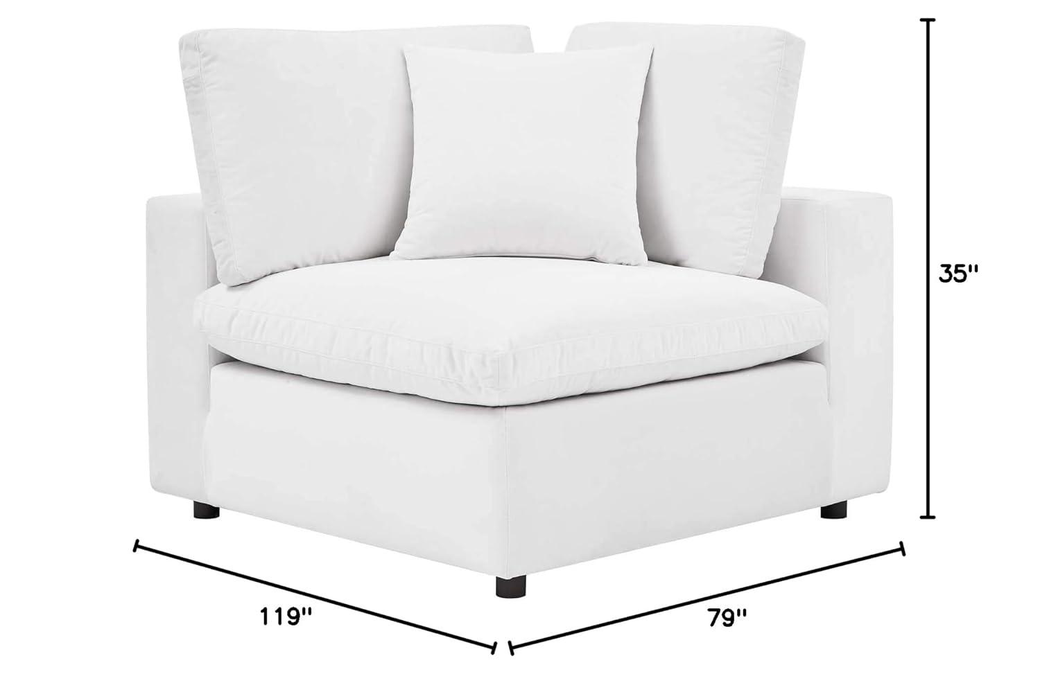 Modway Commix 4-Piece Down Filled Overstuffed Performance Velvet Sectional Sofa in White