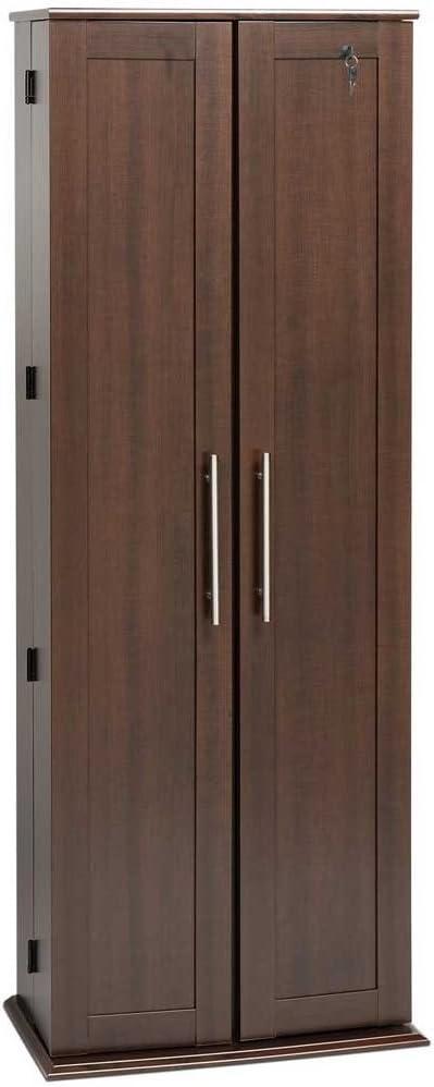 Espresso Shaker Style Locking Media Storage Cabinet with Adjustable Shelves