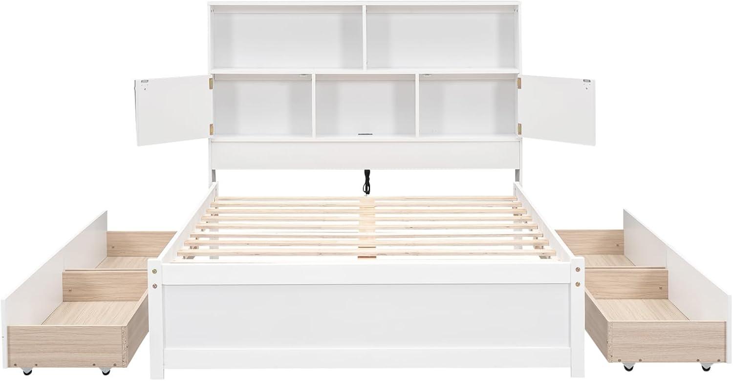 Jazz Full Size Platform Bed w 4 Drawers - White