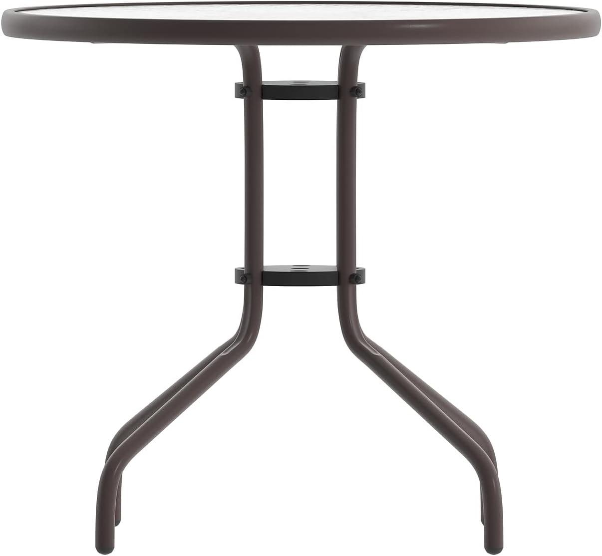 Flash Furniture Bellamy 31.5'' Round Tempered Glass Metal Table