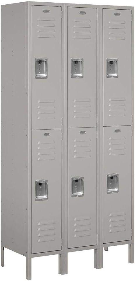 Gray 78" Freestanding Double Tier Metal Office Locker