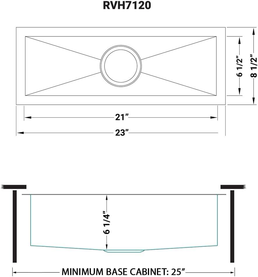 Ruvati Bar Prep Sink Narrow Trough Undermount 16 Gauge Stainless Steel Single Bowl
