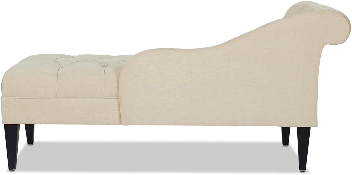 Harrison Tufted Roll Arm Chaise Lounge Beige