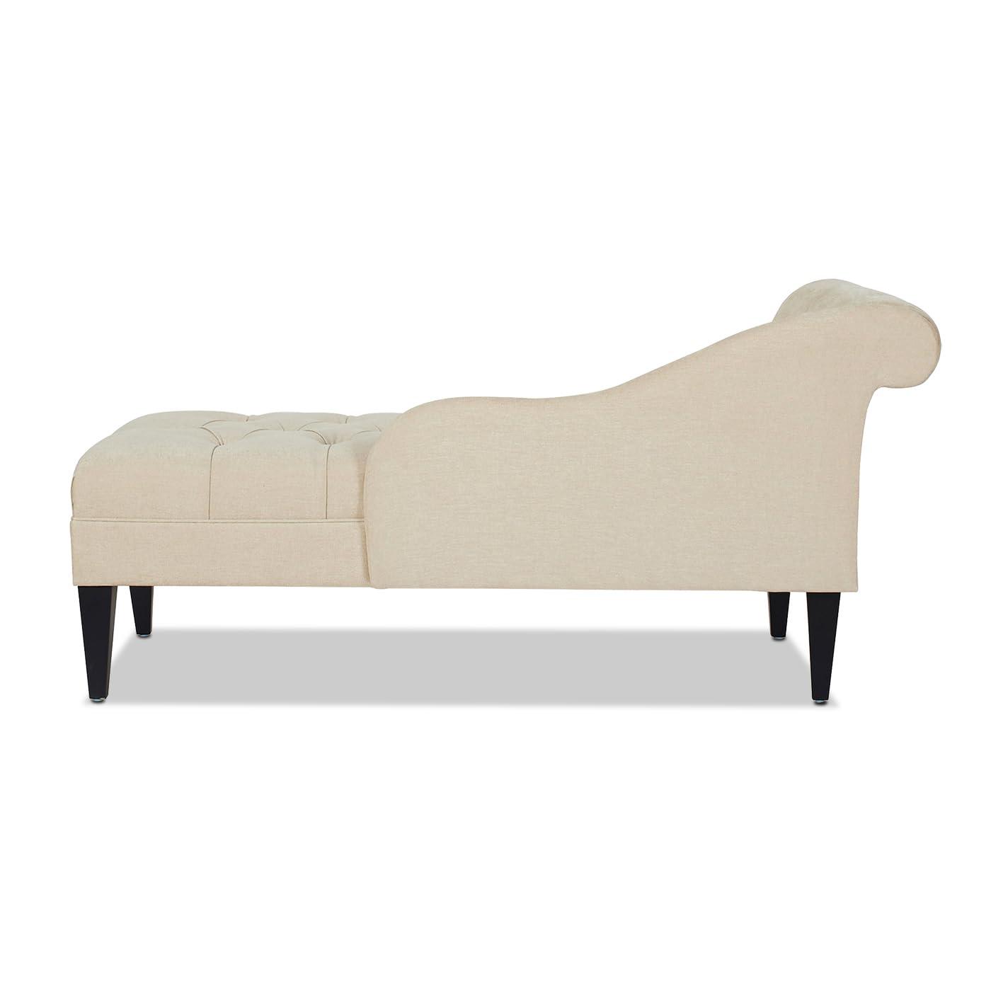 Harrison Tufted Roll Arm Chaise Lounge Beige