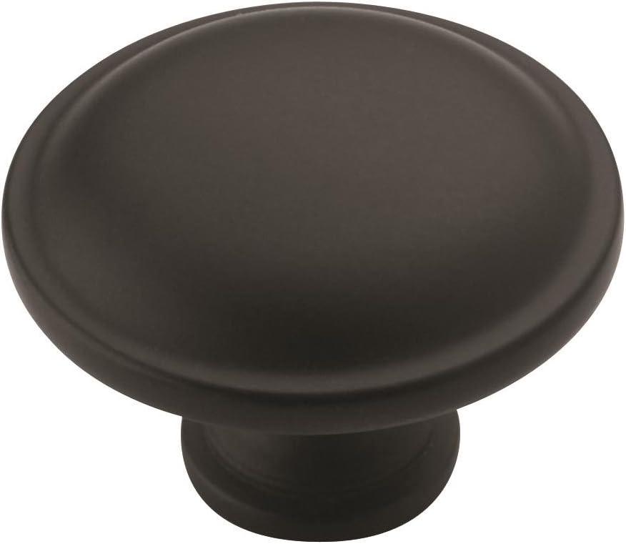 Amerock | Cabinet Knob | Matte Black | 1-1/4 inch (32 mm) Diameter | Everyday Heritage | 1 Pack | Drawer Knob | Cabinet Hardware