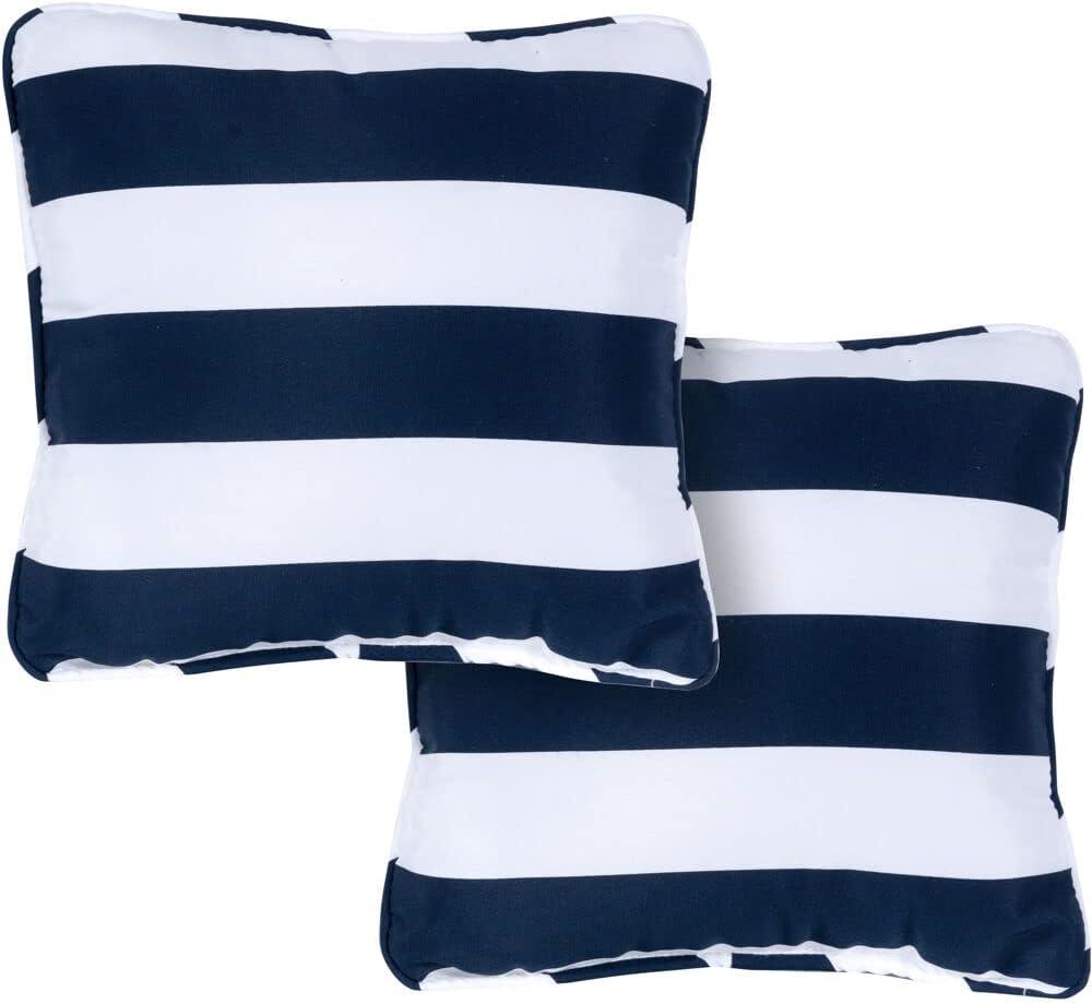 Hanover Stripe Indoor/Outdoor Throw Pillow, Decorative, Set of 2, Navy - HANTPSTRP-NVY