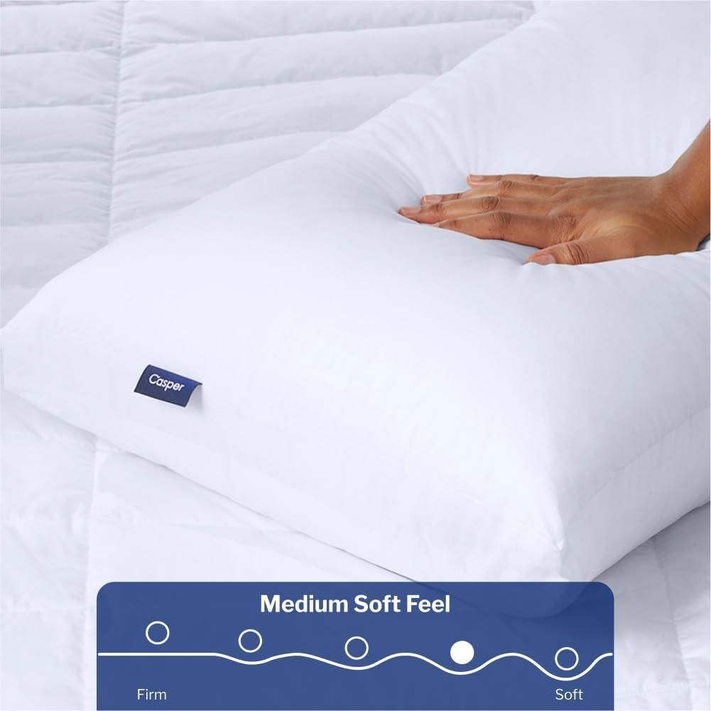 Standard White Cotton Pillow with Microfiber Fill