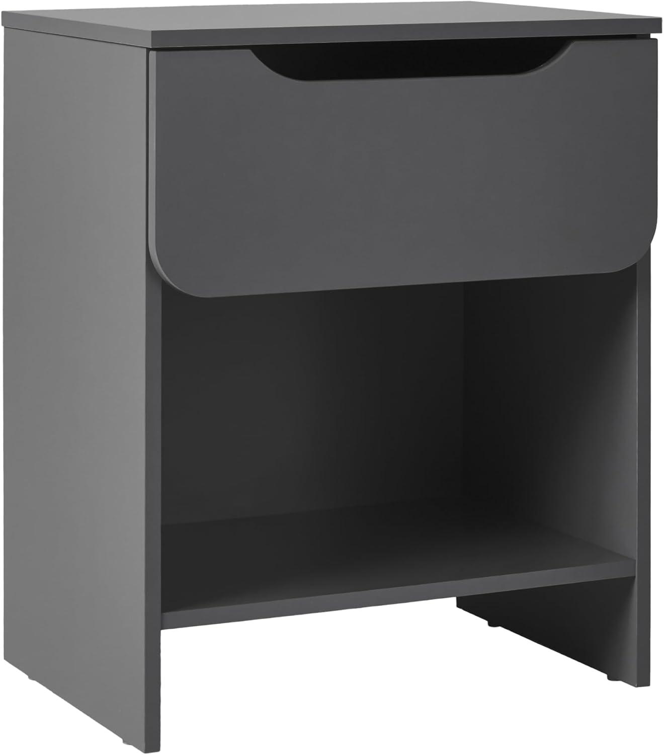 Walker Edison Modern Scandi 1-Drawer Nightstand, Dark Grey