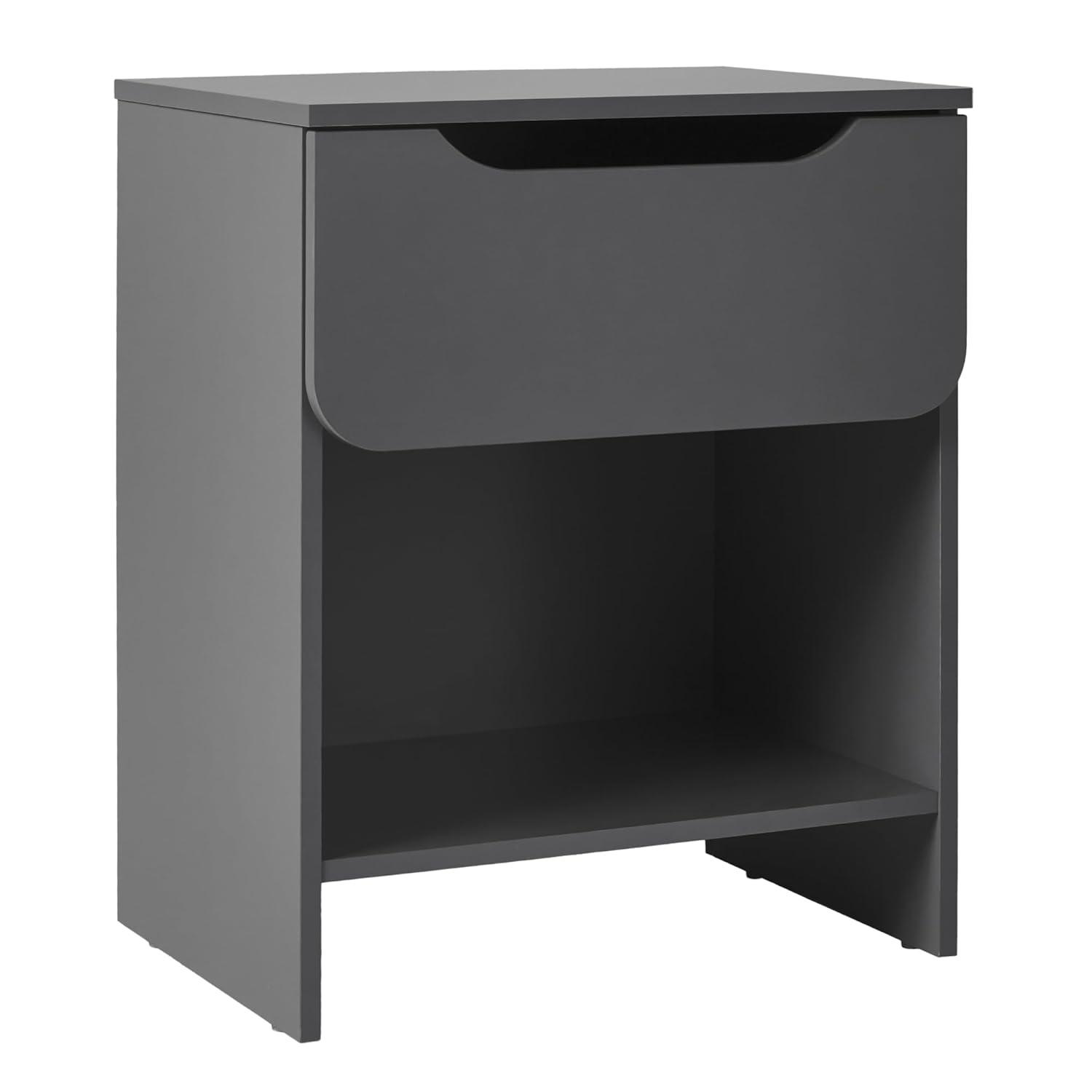 Walker Edison Modern Scandi 1-Drawer Nightstand, Dark Grey