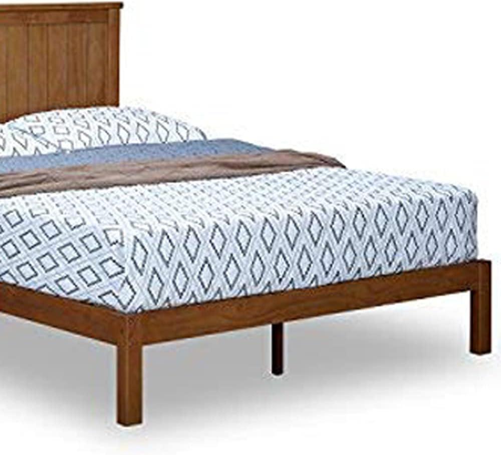 MUSEHOMEINC Solid Wood Platform Bed with Headboard for Bedroom,Wood Slat Support & No Box Spring Needed, Unique Style Design,Queen