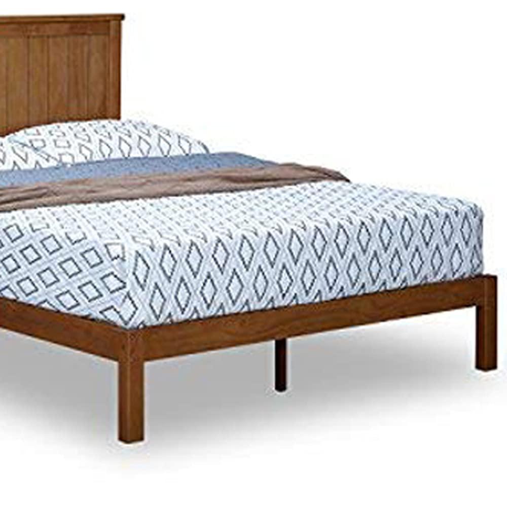 MUSEHOMEINC Solid Wood Platform Bed with Headboard for Bedroom,Wood Slat Support & No Box Spring Needed, Unique Style Design,Queen