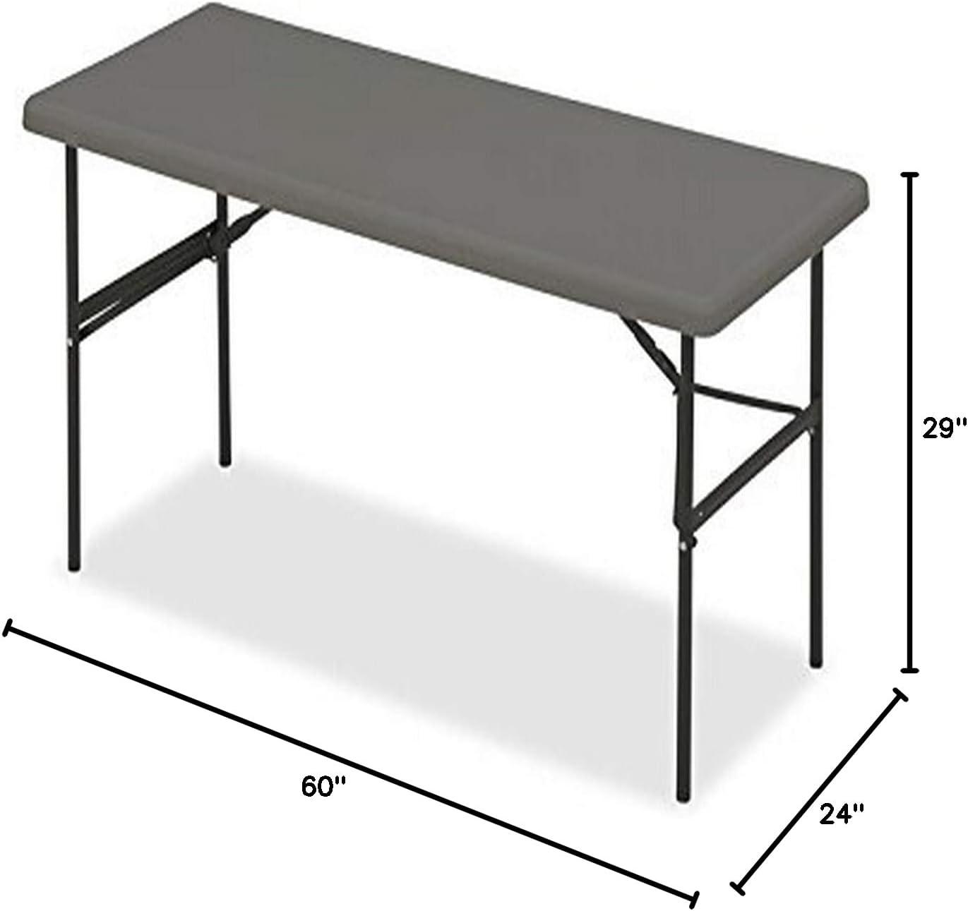 Charcoal Resin and Steel Rectangular Folding Table 60" x 24"