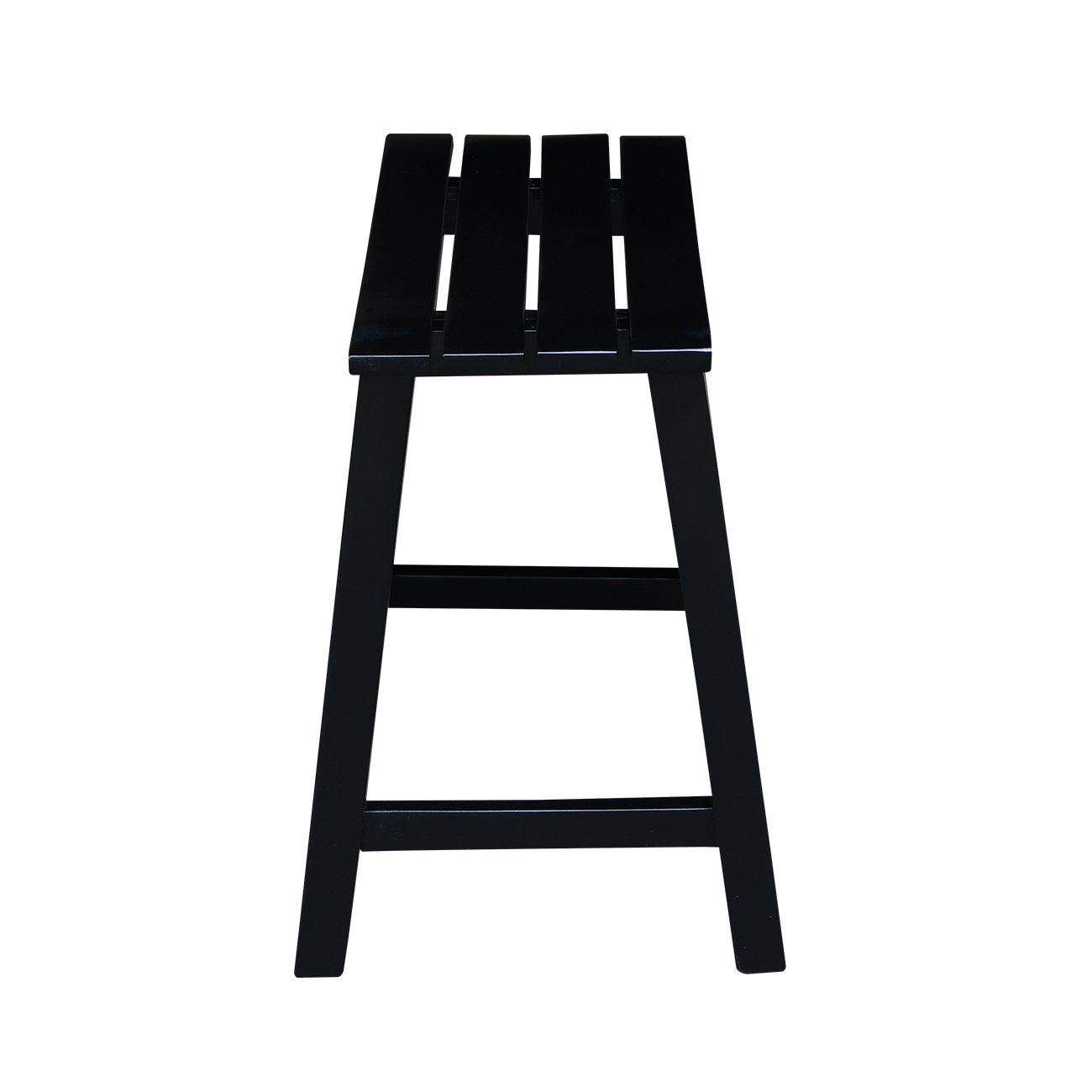 18" Slat Seat Counter Height Barstool Black - International Concepts: Rubberwood, Backless