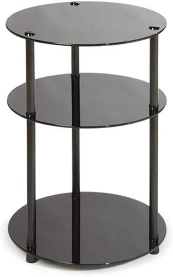 Convenience Concepts Designs2Go Classic Glass 3-Tier Round Table, Black Glass