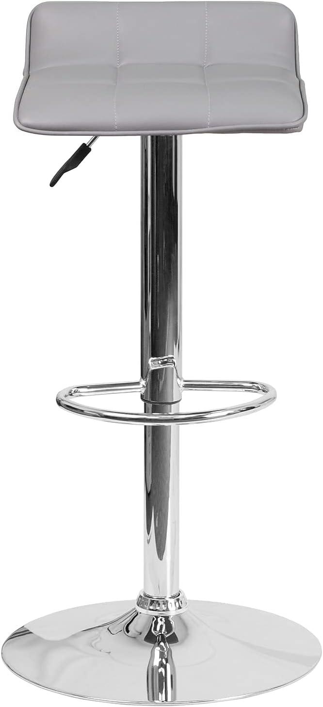 Flash Furniture Contemporary Black Vinyl Adjustable Height Barstool with Quilted Wave Seat and Chrome Base
