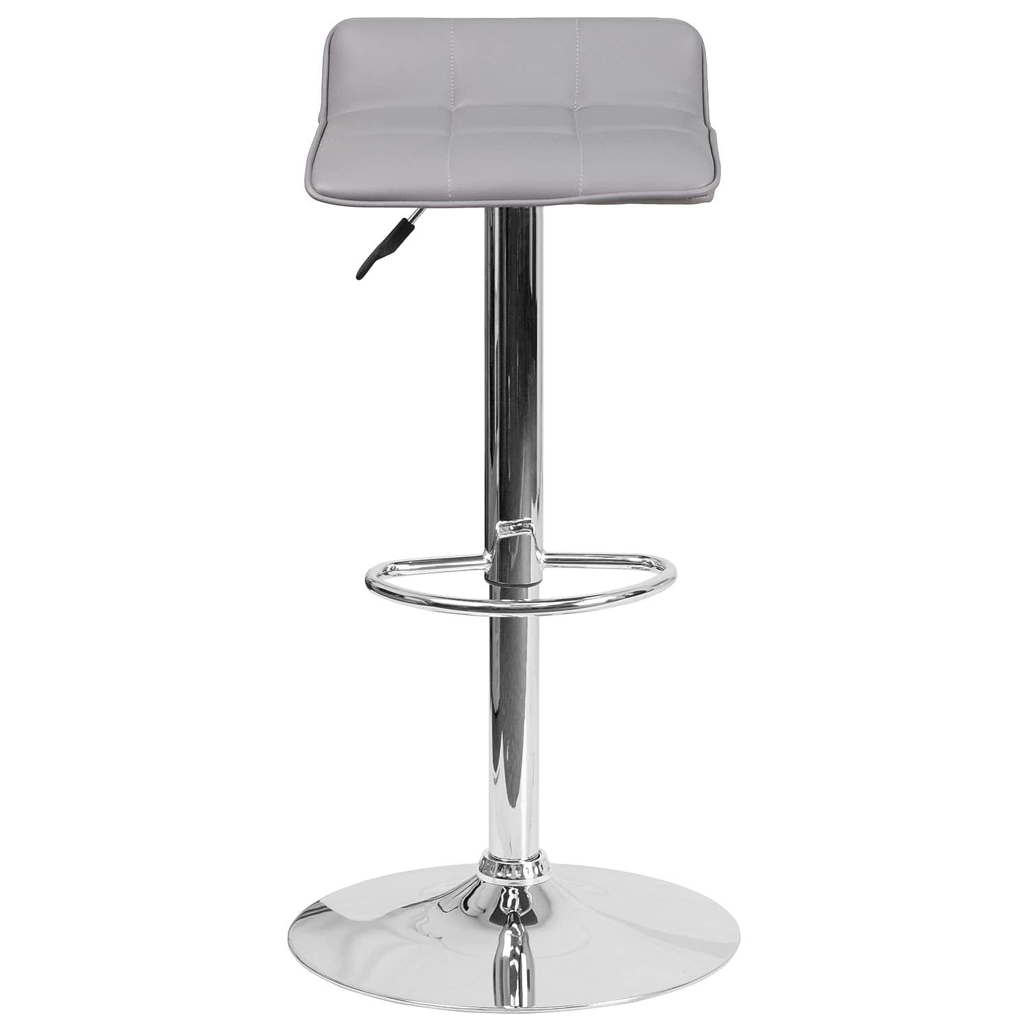 Flash Furniture Contemporary Black Vinyl Adjustable Height Barstool with Quilted Wave Seat and Chrome Base