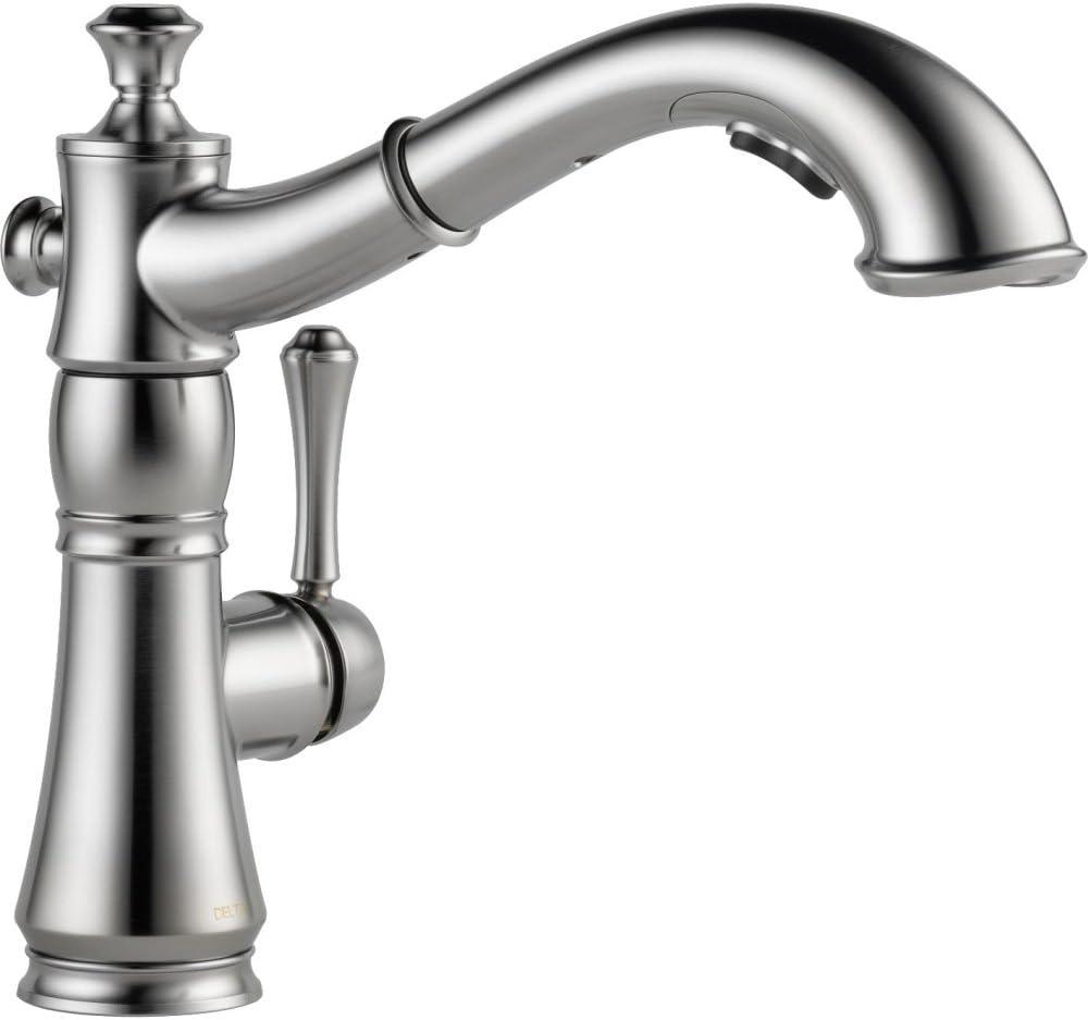 Delta Cassidy Single Handle Pull-Out Kitchen Faucet in Arctic Stainless 4197-AR-DST