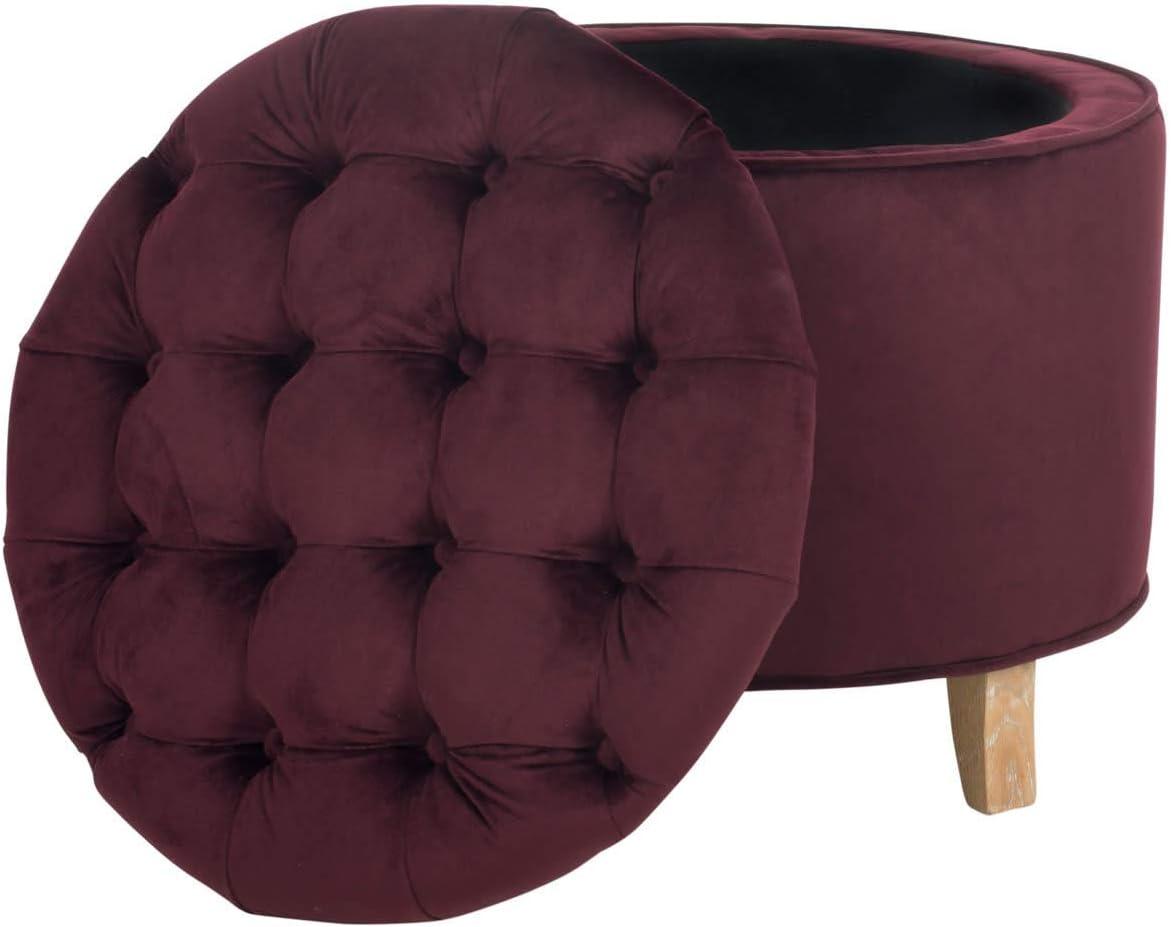 SAFAVIEH Amelia Tufted Storage Ottoman Rose Gold