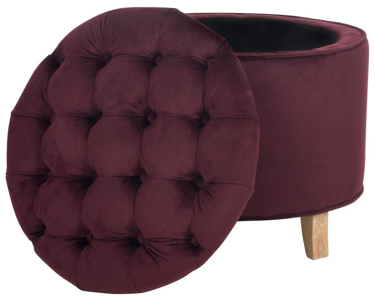 Amelia Tufted Storage Ottoman - Navy - Safavieh