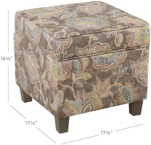Cole Classics Square Storage Ottoman with Lift Off Top Gray Floral - HomePop