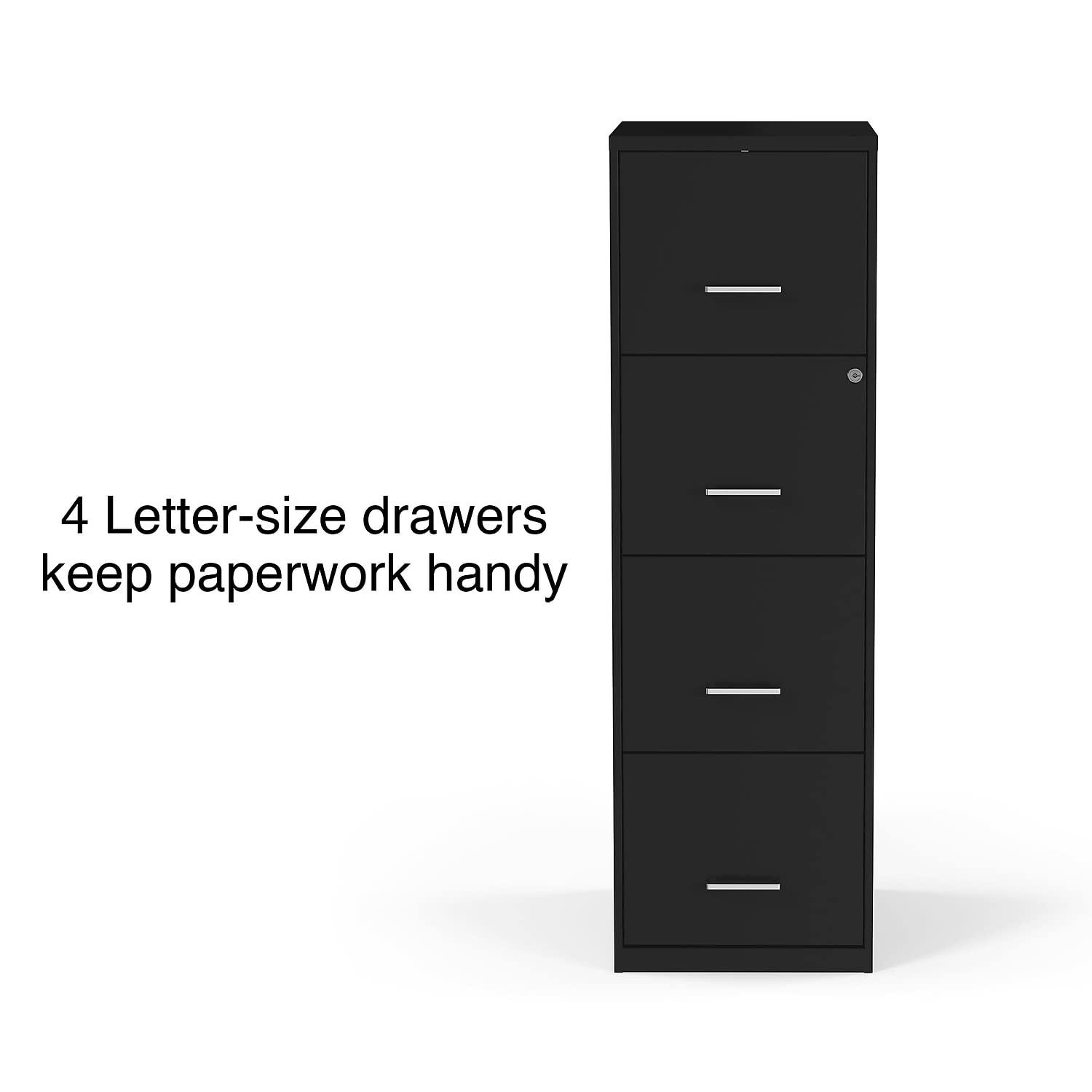 Staples 4-Drawer Vertical File Cabinet Locking Letter Black 18"D (52152) 16883/52152