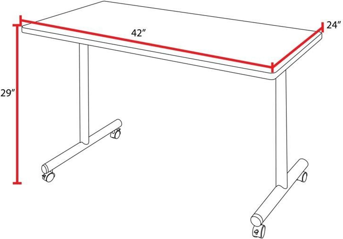 Mahogany 42" x 24" Adjustable Mobile Training Table with Laminate Top