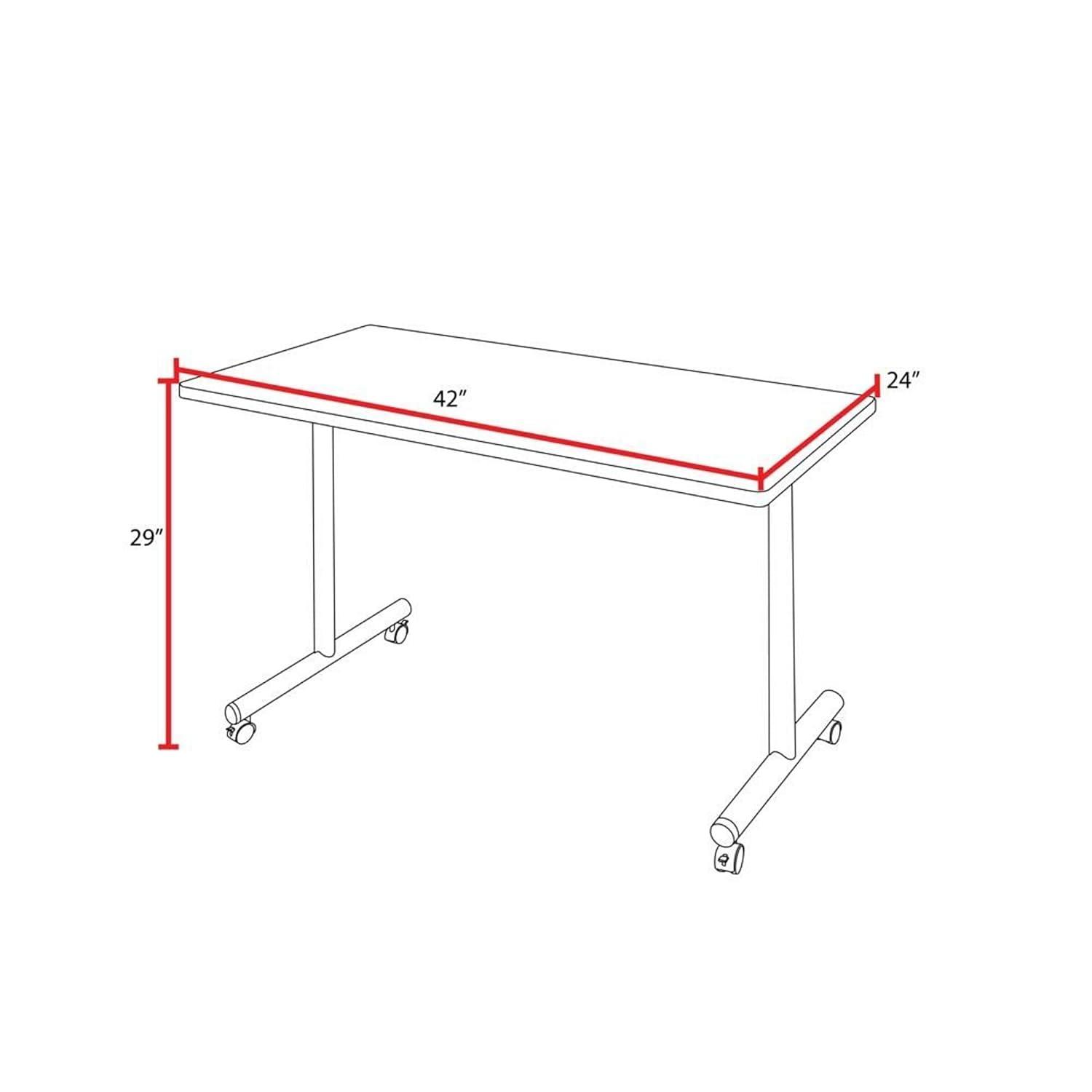 HomeStock Timeless Trends 42" x 24"Training Table- Mahogany, Adjustable and Foldable Office Table with Wheels for Meeting Rooms and Classrooms