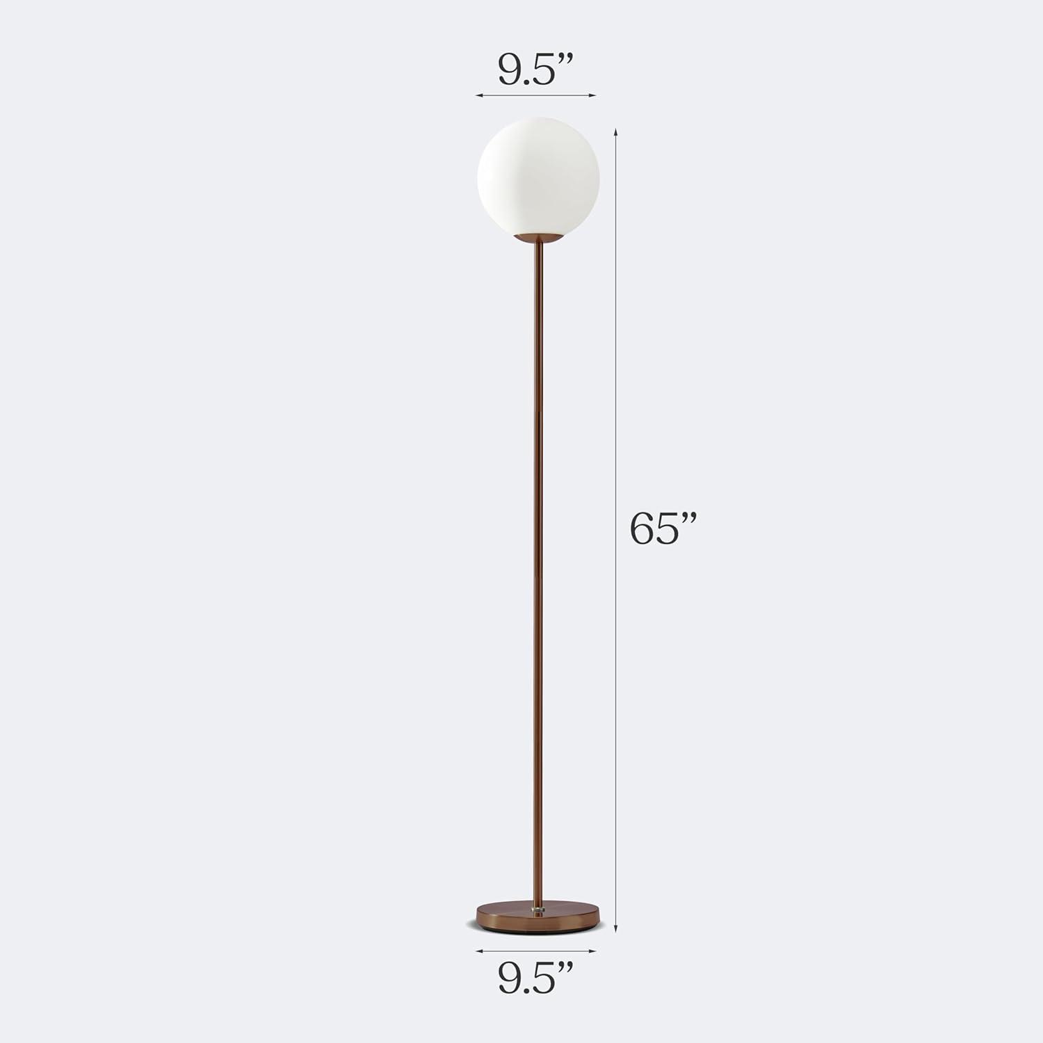 Luna 65 in. Modern LED Energy Efficient Floor Lamp with Frosted Glass Globe Shade