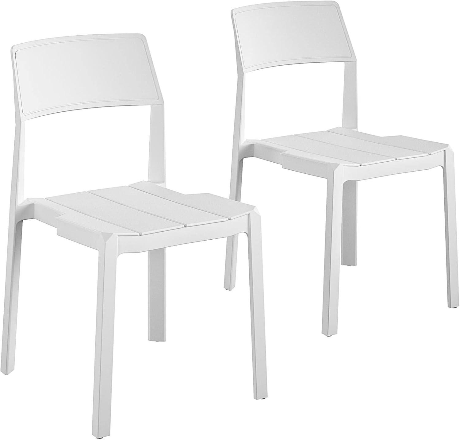 Chandler Modern White Patio Dining Chairs, Indoor/Outdoor, Set of 2