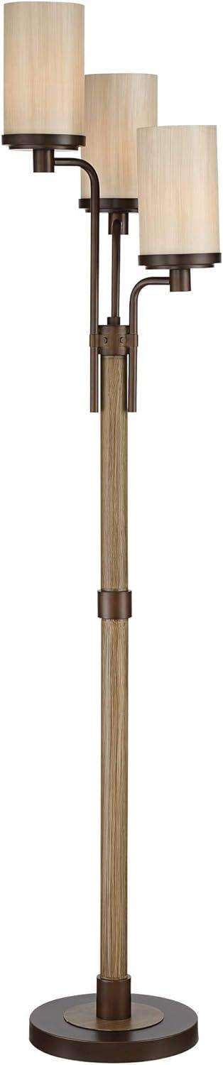 Franklin Iron Works Astoria Rustic Farmhouse Floor Lamp 71" Tall Bronze Faux Wood 3 Light Tree Tea Alabaster Glass for Living Room Bedroom Office Home