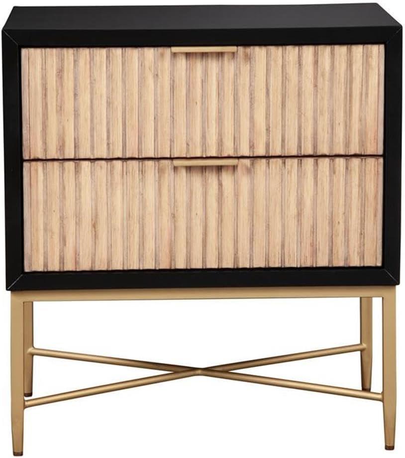 Origins by Alpine Larsen 2 Drawer Nightstand in Black