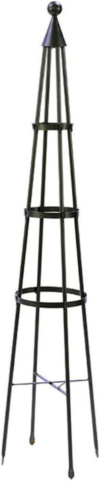 60-Inch Black Wrought Iron Garden Obelisk Trellis